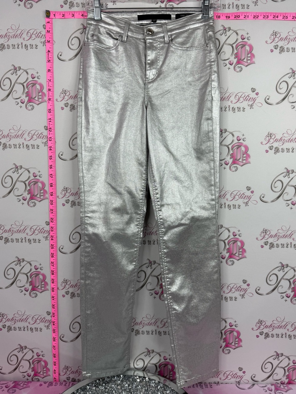 Guess jeans shiny 1981 skinny high Metallic Silver Skinny Jeans